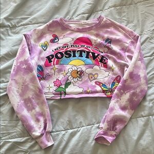 SHEIN Purple Positive Long Sleeve Tee